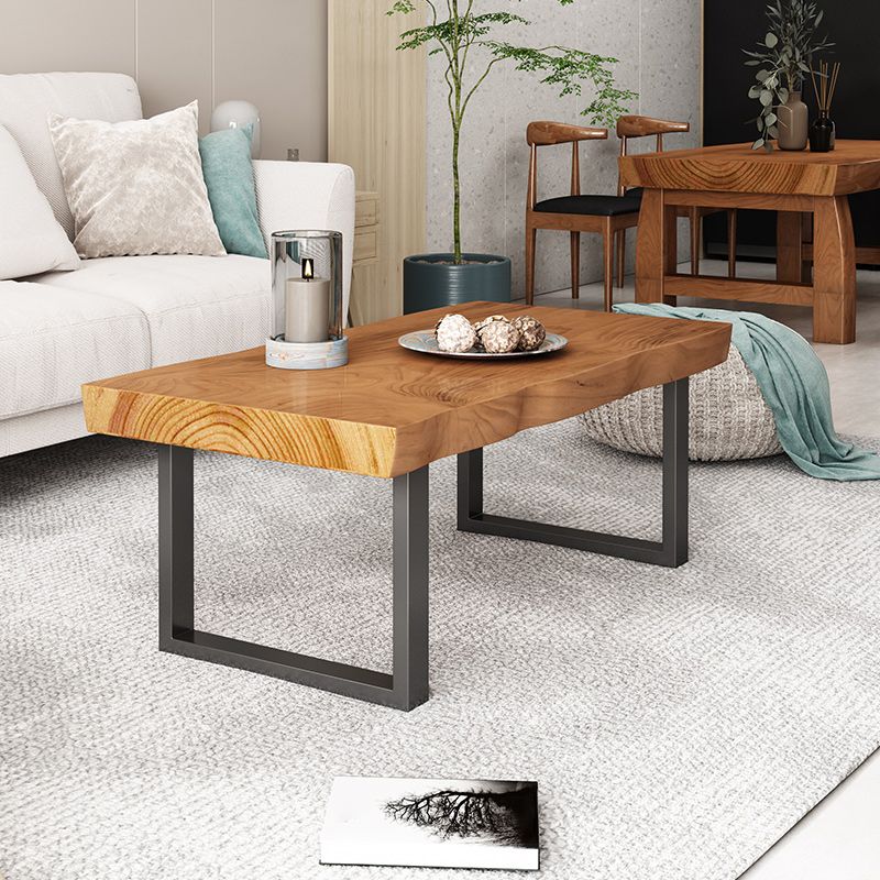 Contemporary Sled Coffee Table Rectangle Solid Wood Coffee Cocktail Table