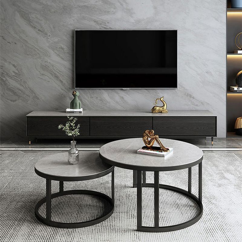 Rectangle Coffee Table Slate 2 Nesting Coffee Table Set for Living Room