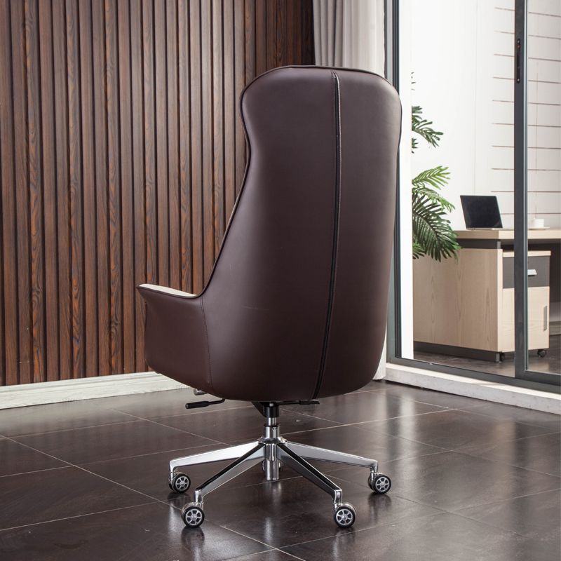 Modern Faux Leather Executive Chair High Back Armless Swivel Chair