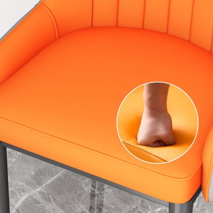 Glam Style Dining Chair Leather Parsons Side Chair for Living Room