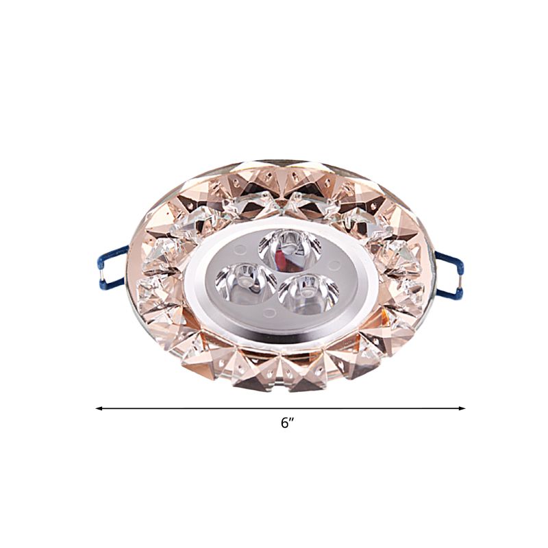 Beveled Crystal Rose Gold Ceiling Lamp Circular Thin Modernist LED Flush Mount Fixture