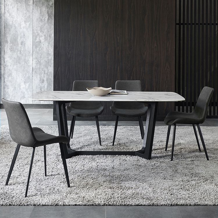 Silla auxiliar de cuero moderna para restaurante, silla de comedor con respaldo sólido (juego de 2)