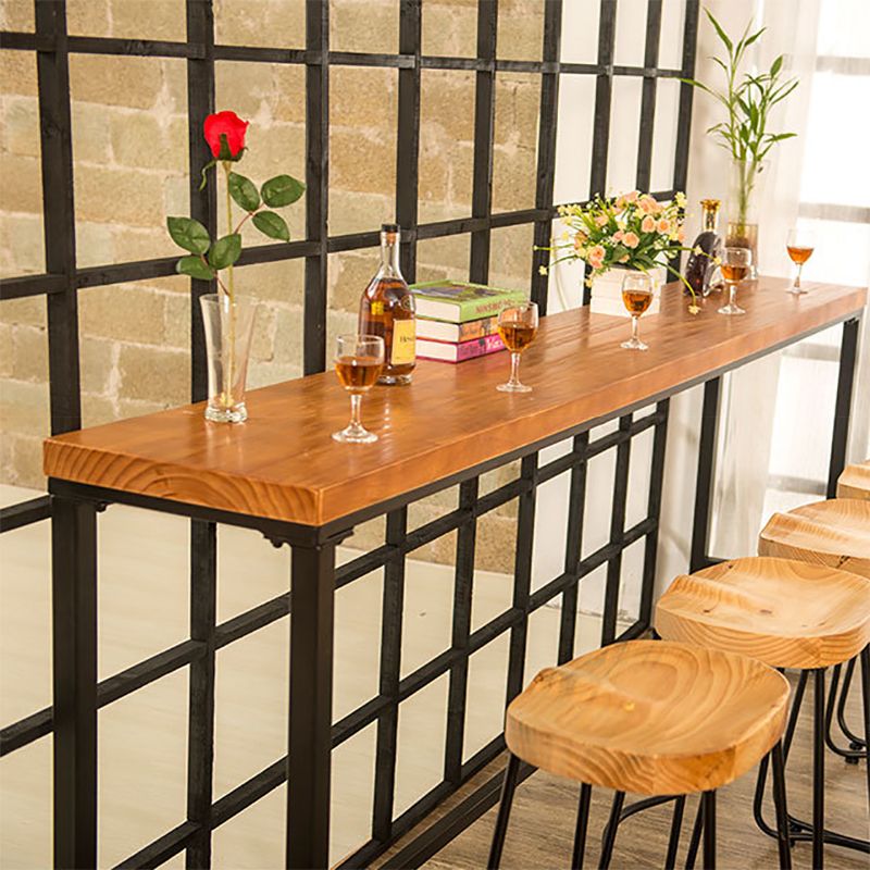 Contemporary Bar Table Rectangle Solid Wood Pub Table for Breakroom