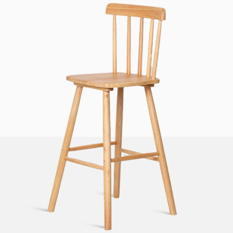 Contemporary Solid Wood Barstools Indoor Bar Stool with Low Back and Wooden Footrest