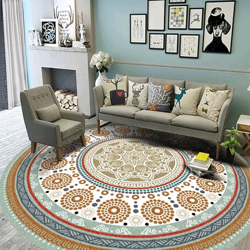 Ethnic Multi Color Floral Rug Synthetics Persian Carpet Anti-Slip Backing Pet Friendly Machine Washable Rug for Great Room