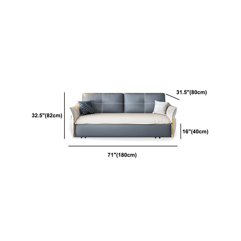 Faux Leather Stain Resistant Contemporary Flared Arm Couch Bed