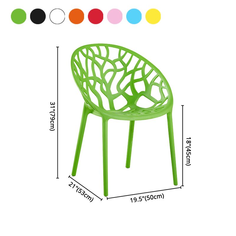Sillas de comedor escandinavas sin brazos, sillas auxiliares de comedor apilables de plástico (juego de 4)