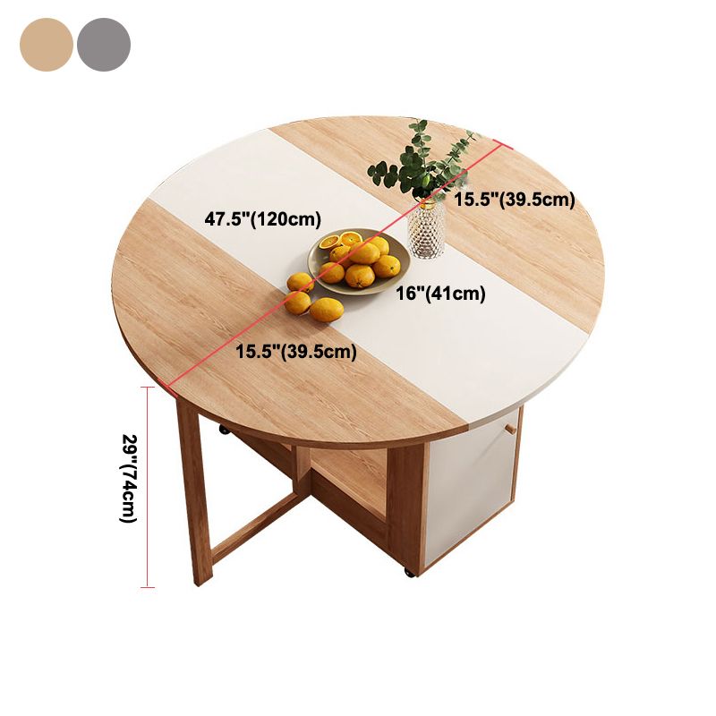 Round Mid-Century Modern Dining Table Drop-Leaf Table,47.2"L x 47.2"L x 29.1"H