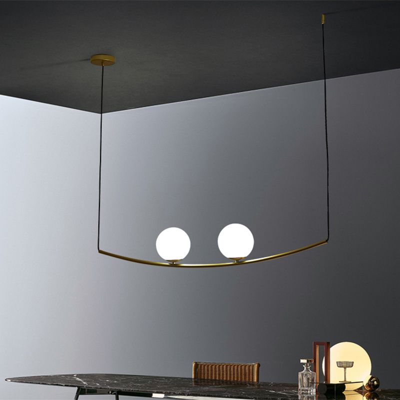 2/3 Lights Bubble Island Light Modern Simple Metal Chandelier Lighting in Black/Gold
