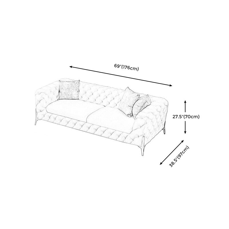 27.95"H Contemporary Glam Leather Beige Tuxedo Arm Sofa For Living Room