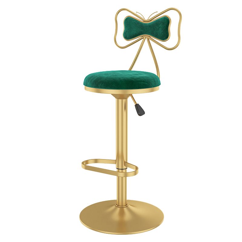Glam Rotatable Backrest Counter Stool Steel Kitchen Bar Stool with Cushion and Pedal