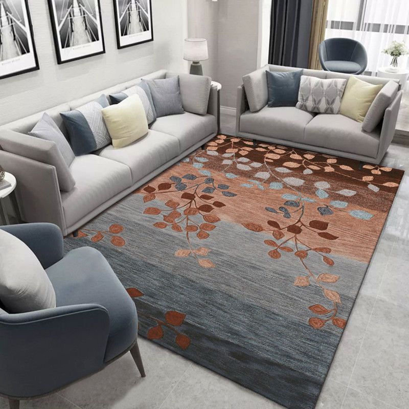 Blauw modern tapijten polyester bladeren indoor tapijt niet-slip achterste tapijt voor woonkamer