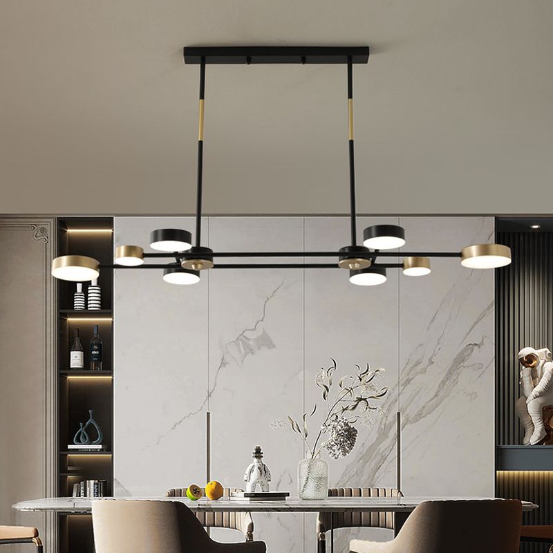 Postmoderne LED -Insellampe runde Form Metallaufhängung Licht für Esszimmer