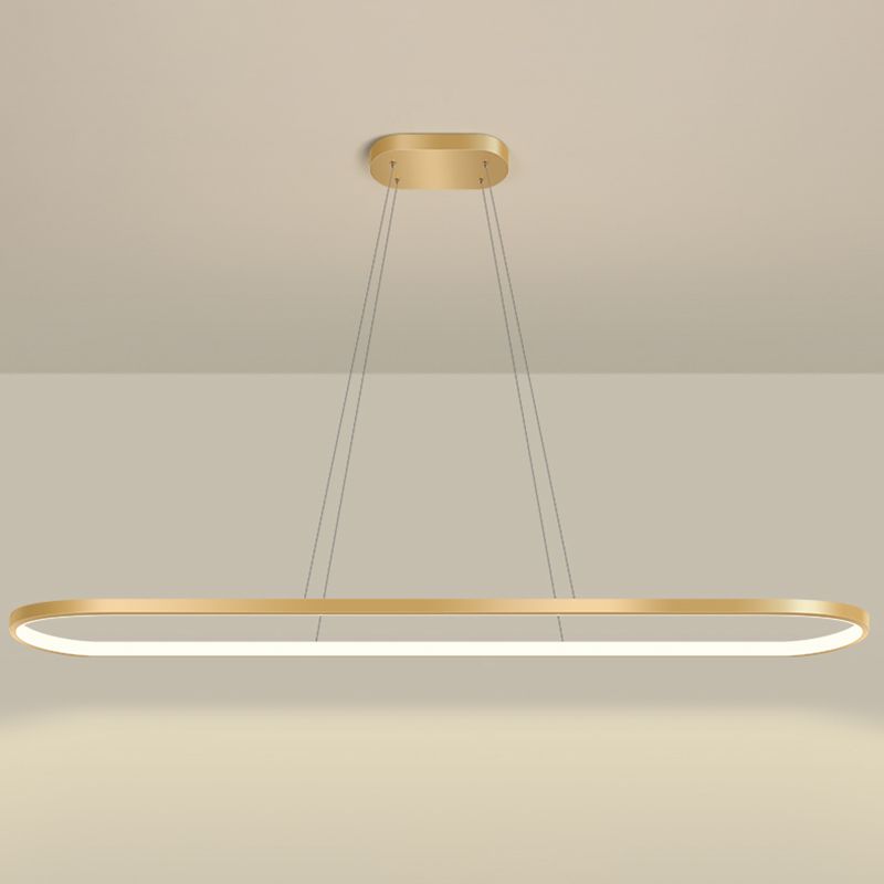 Nordic Light Luxury Simple Contemporary Style LED Island Chandelier Light in Gold for Dining Room
