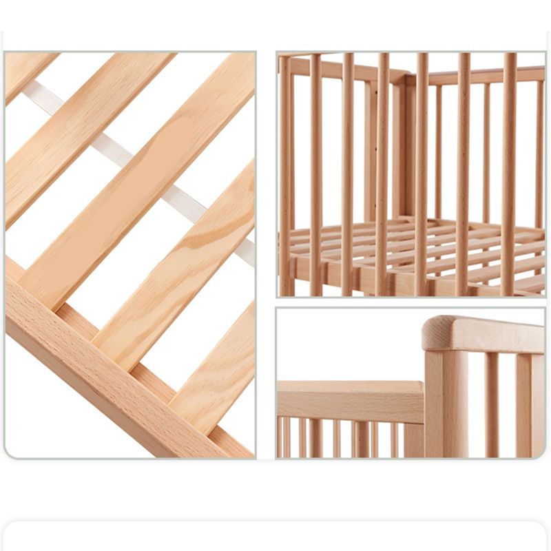 Traditional Wooden Baby Crib Solid Color Arched Crib with Guardrail