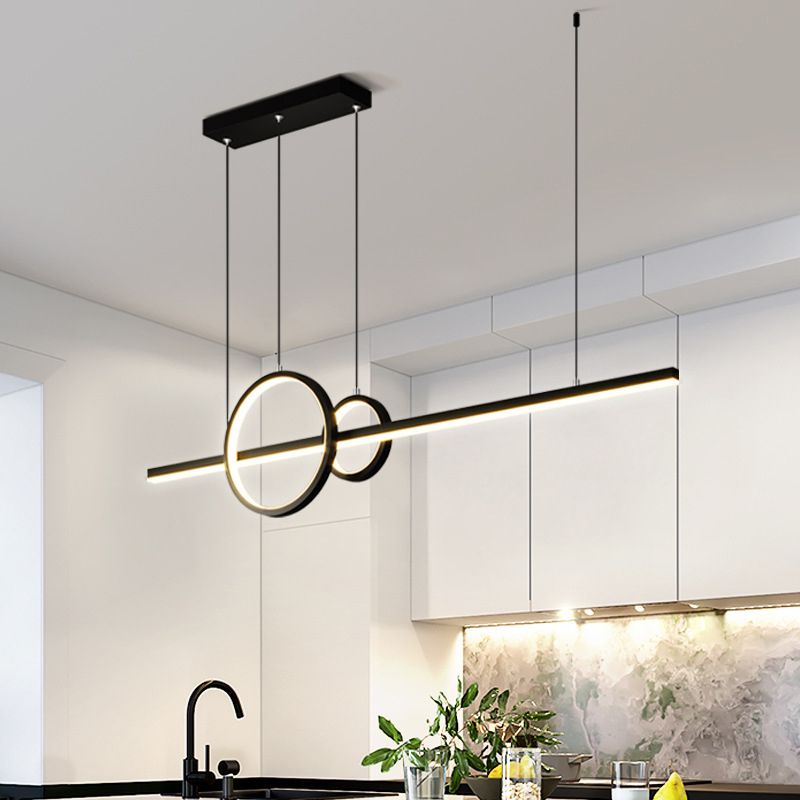 Unique Shape Hanging Island Lights Modern Chandelier Light Fixture in Black