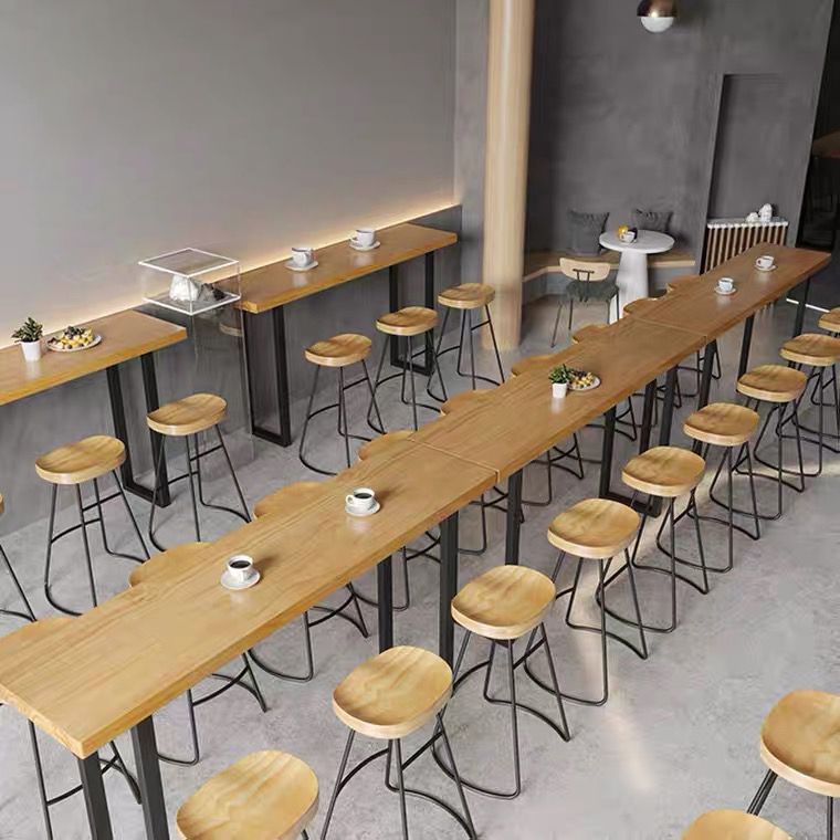 Brown Wood Bar Dining Table Traditional Luxury Rectangle Bar Table with Sled Base