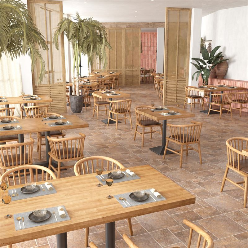 Light Brown Dining Table Set 1/2/3/5 Pieces Industrial Dinette Set