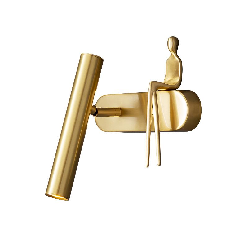 1-Light Cylinder Wall Light Fixture Modern Metal Wall Sconce Light