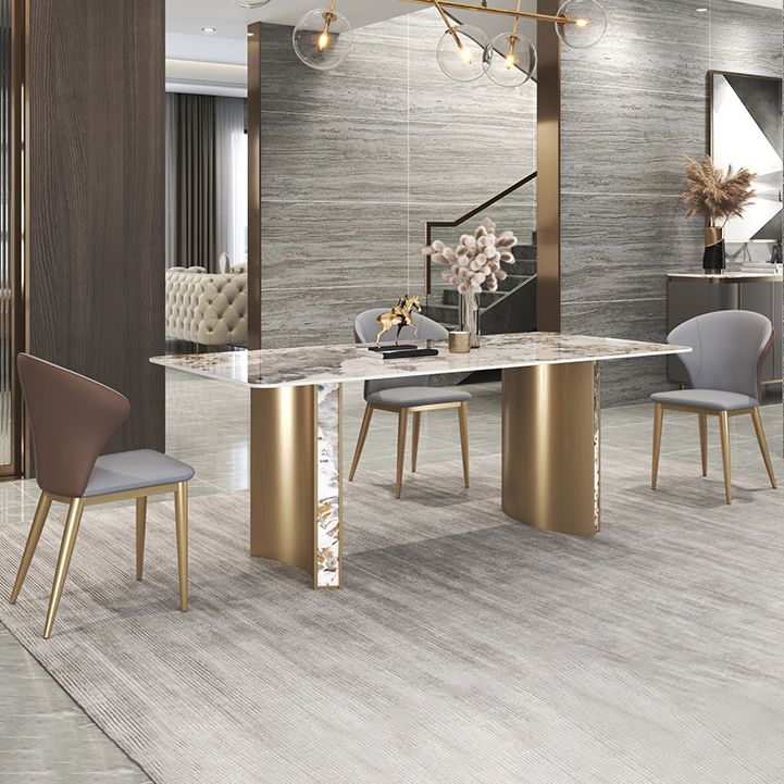 Luxurious Sintered Stone Top Dining Set Rectangle 1/3/4/5/7 Pieces Dining Room Table Set