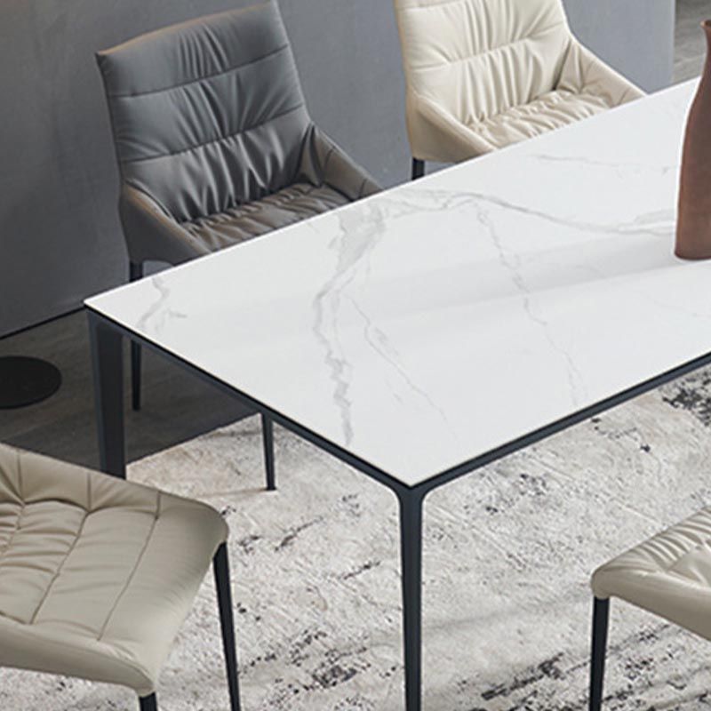 Metal Modern Rectangle Table Sintered Stone Table with 4 Legs