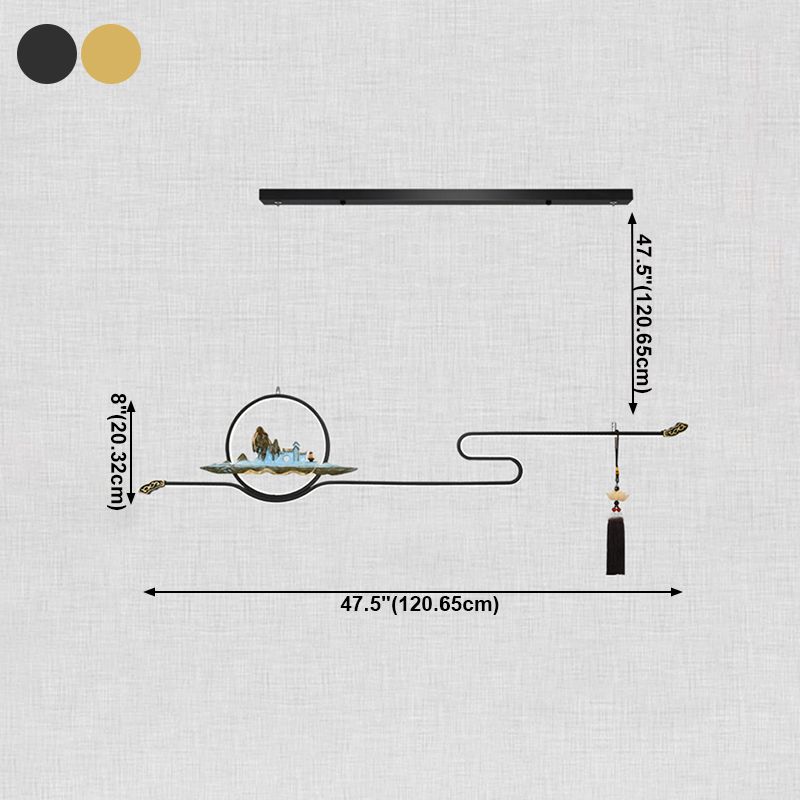 Modern Metal Island Lighting Ideas Linear Chinese Chandelier Lamp for Dining Room