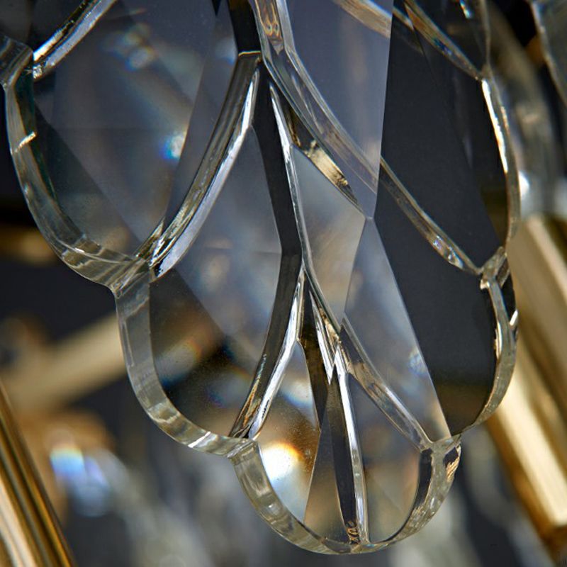 Kristalllaub Kronleuchter postmoderner Stil 8 Köpfe Gold Anhängerleuchte für Wohnzimmer