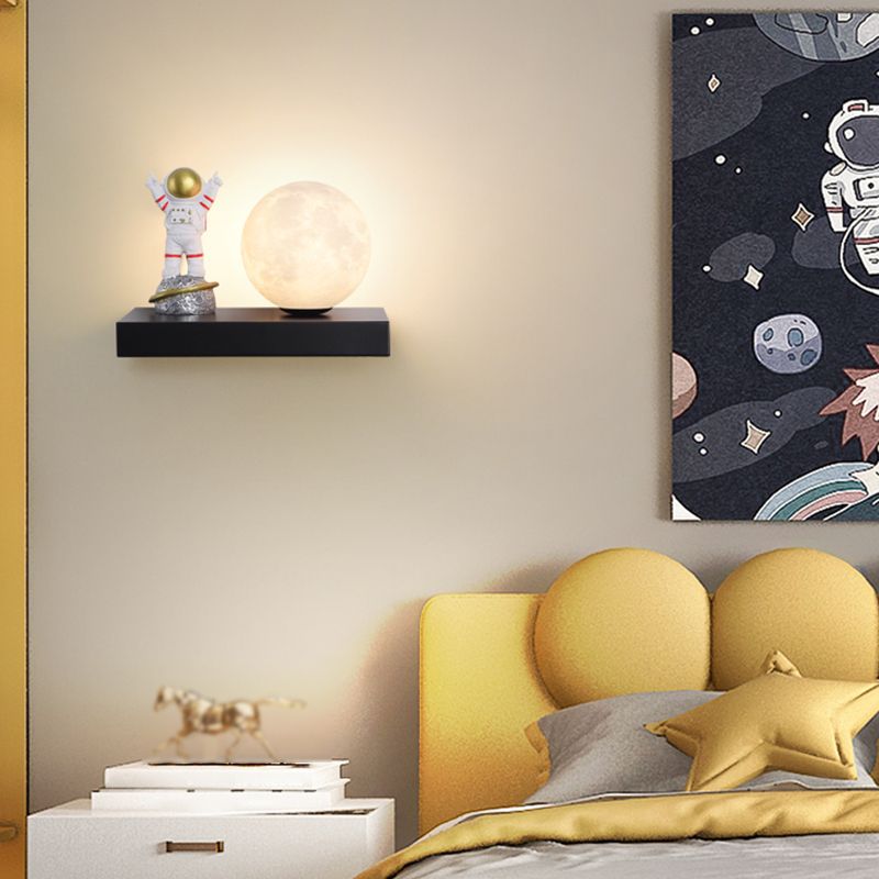 Modern Metal Wall Sconce Ball Shape Wall Light with PLA Shade for Bedroom