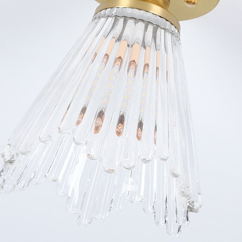1-Light Modern Style Flush Mount Glass Ceiling Light in Gold for Aisle