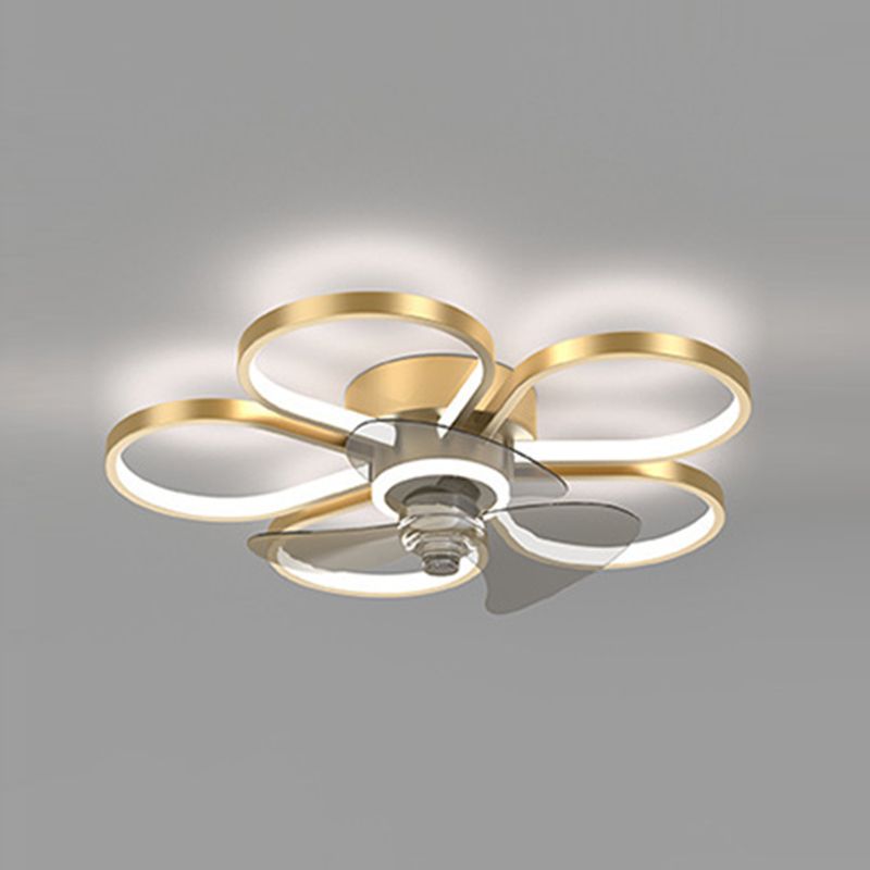 Nordic Style Metal Ceiling Fan Lamp Geometry Circle Ceiling Fan Light for Bedroom