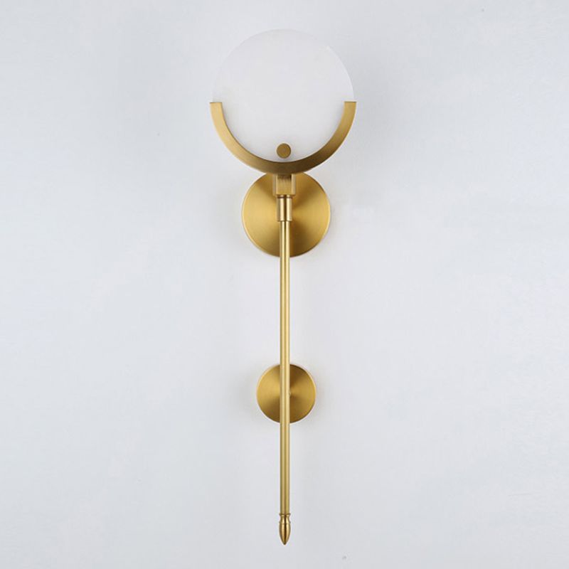 Modern Metal Wall Light Gold Round Wall Sconce with Mica for Living Room