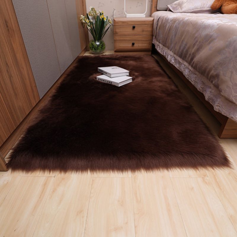 Multicolor Bedroom Rug Casual Plain Carpet Fluffy Non-Slip Backing Washable Pet Friendly Indoor Rug