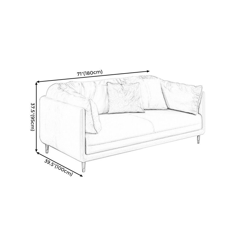 Stationary Genuine Leather Living Room Pillow Top Arm Modern Settee