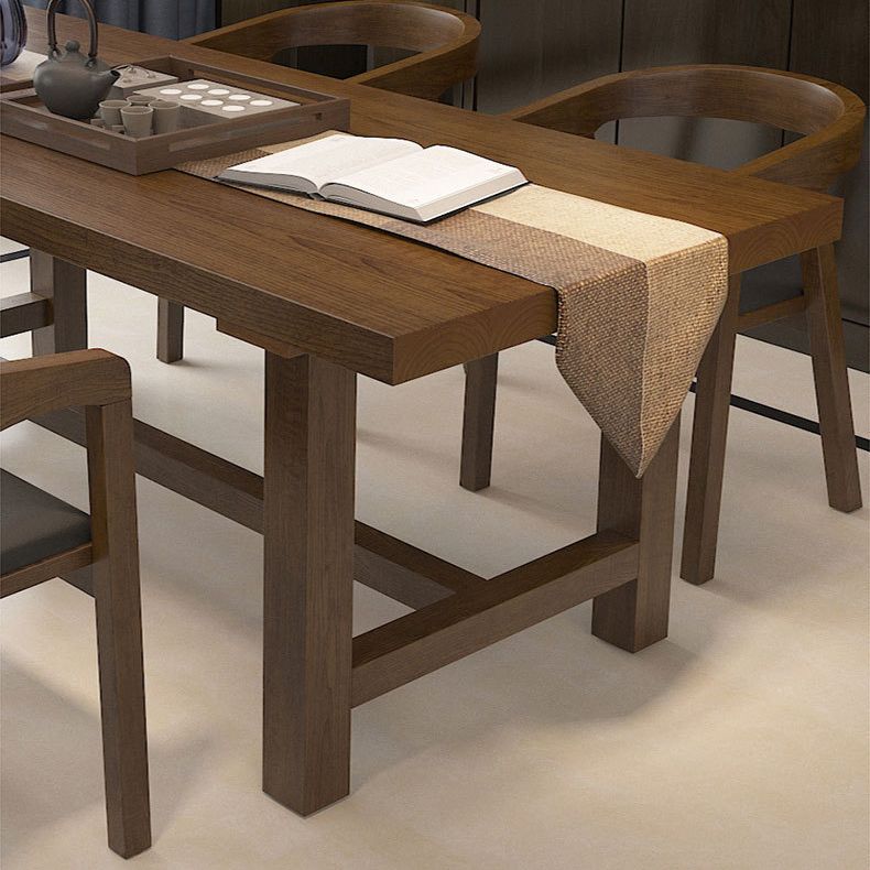 Industrial Dinette Table Rectangle Solid Wood Dinner Table in Brown