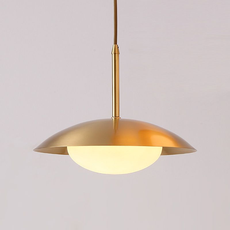 Modern Minimalist Style Flat Hanging Light Fixtures 1 Light Ceiling Pendant Light with Glass Shade