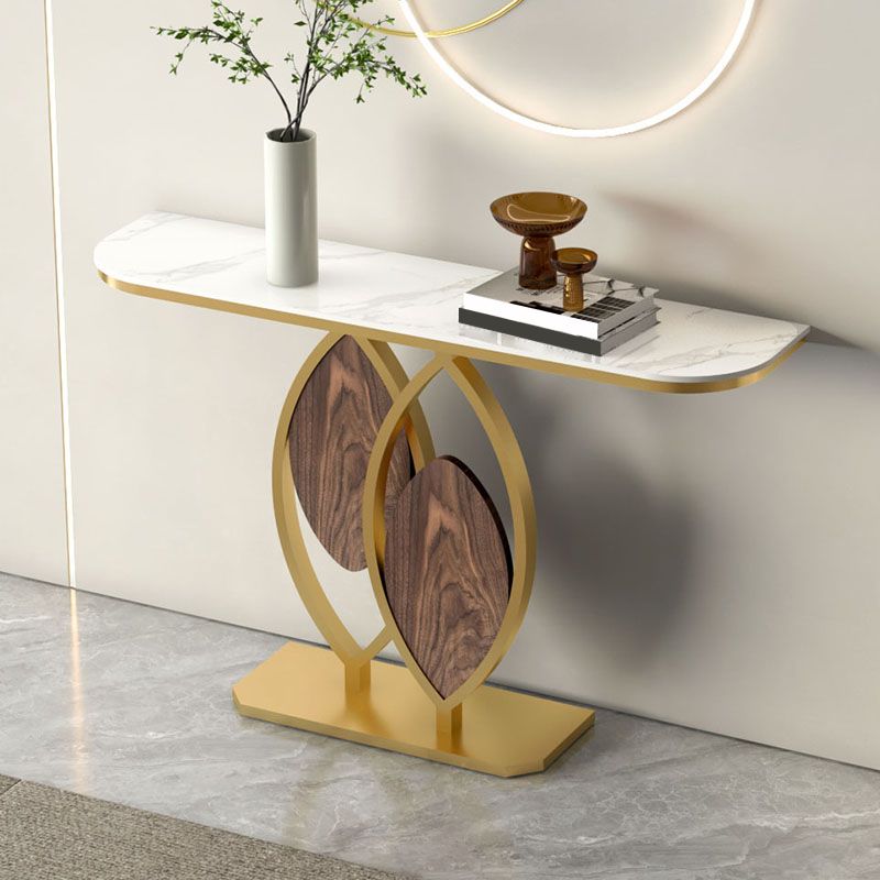12 inch Wide Modern Accent Table Half Moon Shape Metal Console Table for Hall
