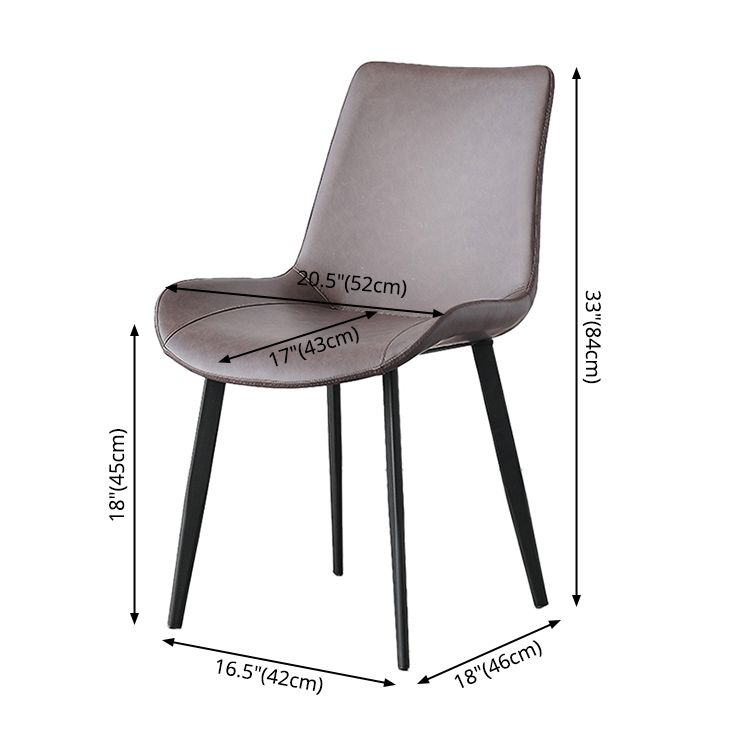 Contemporary Metal Dining Room Chairs Armless Leather Dining Chairs for Home Use