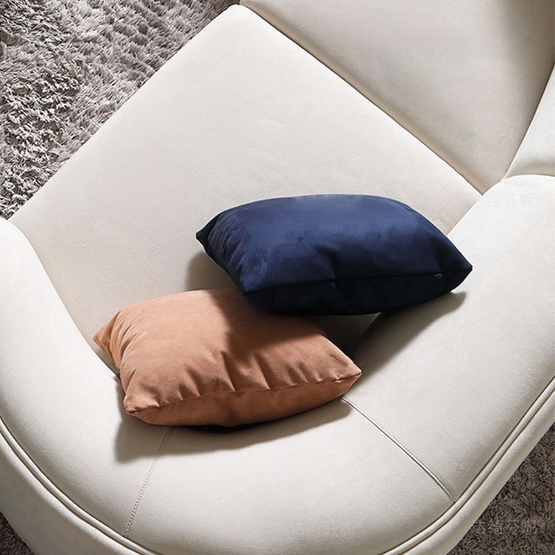 Modern 30.70" H White Wool Tuxedo Arm Curved Sofa for Living Room