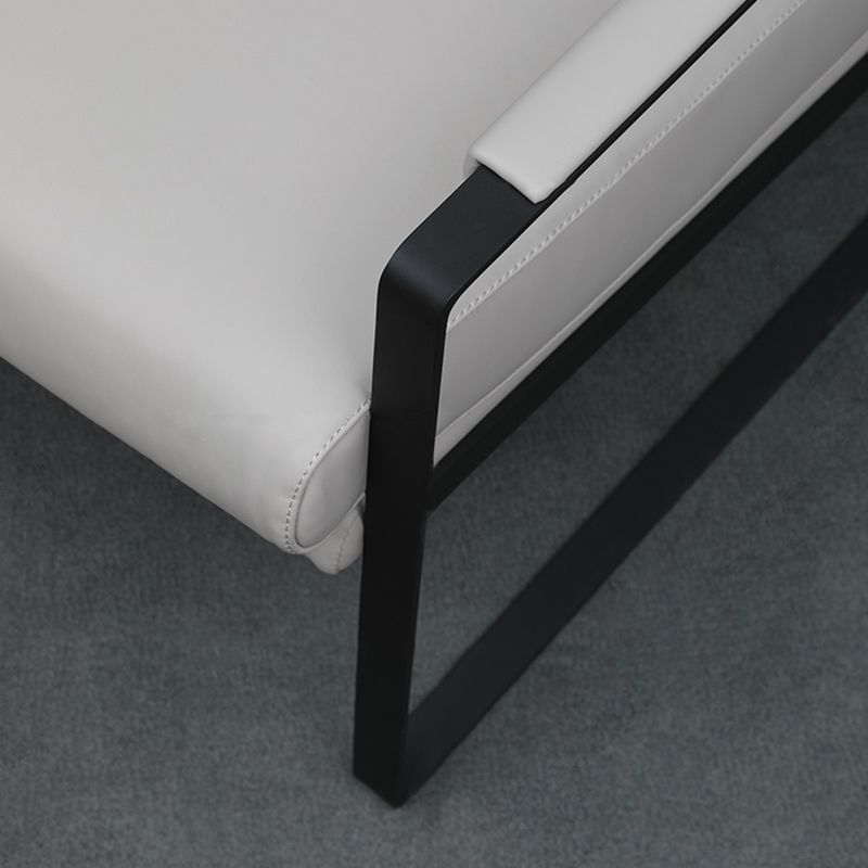 Mid-Century Modern Sled Arm Chair Faux Leather Accent Armchair for Living Room