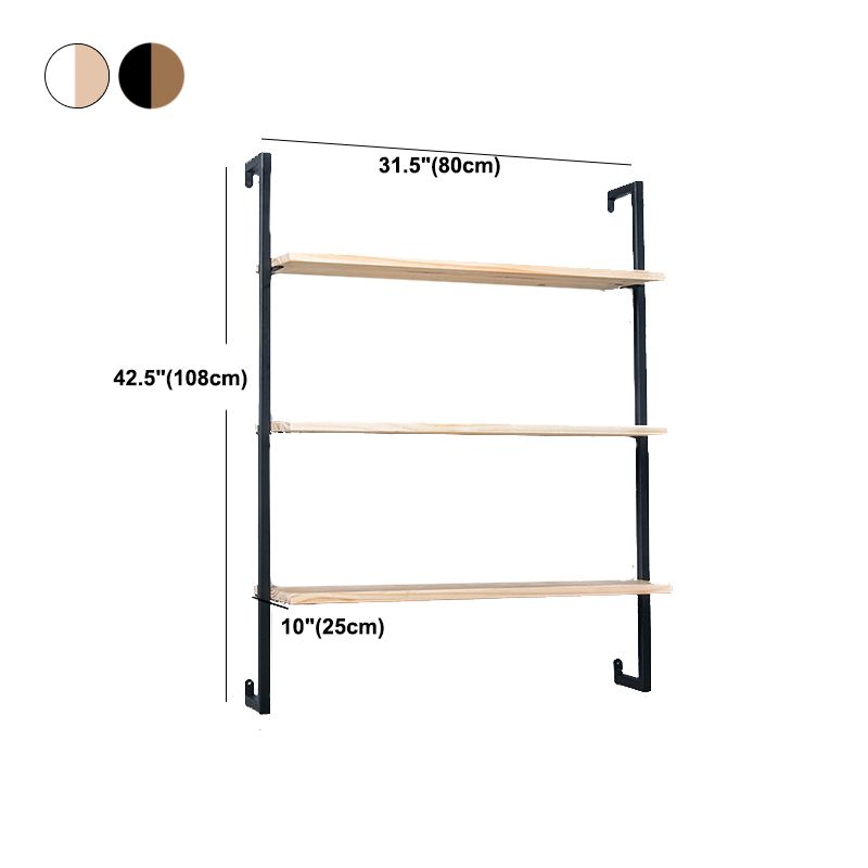 Industrial Wall Mounted Bookshelf Iron Frame Solid Wood Shelf Bookshelf