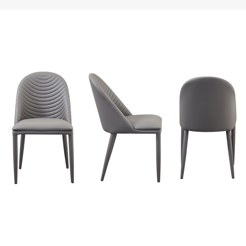 Sillas laterales sólidas sin brazos de diseño contemporáneo, sillas de comedor de cuero para el hogar
