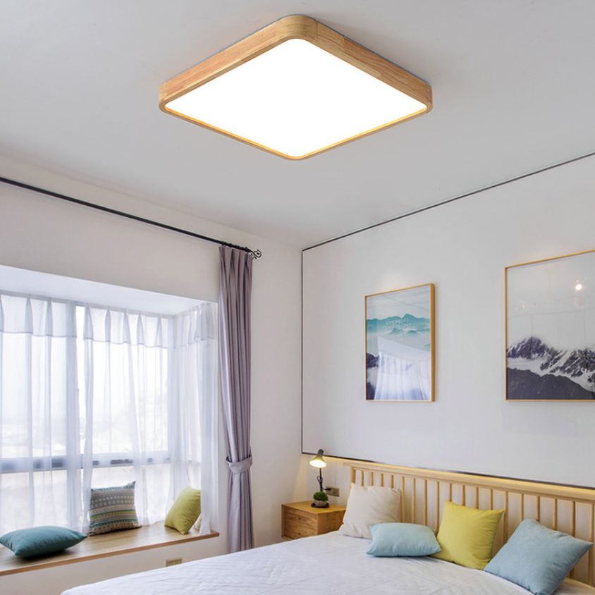 Modern Style Geometrical Flush Mount Lighting Wood 1-Light Flush Mount Led Light