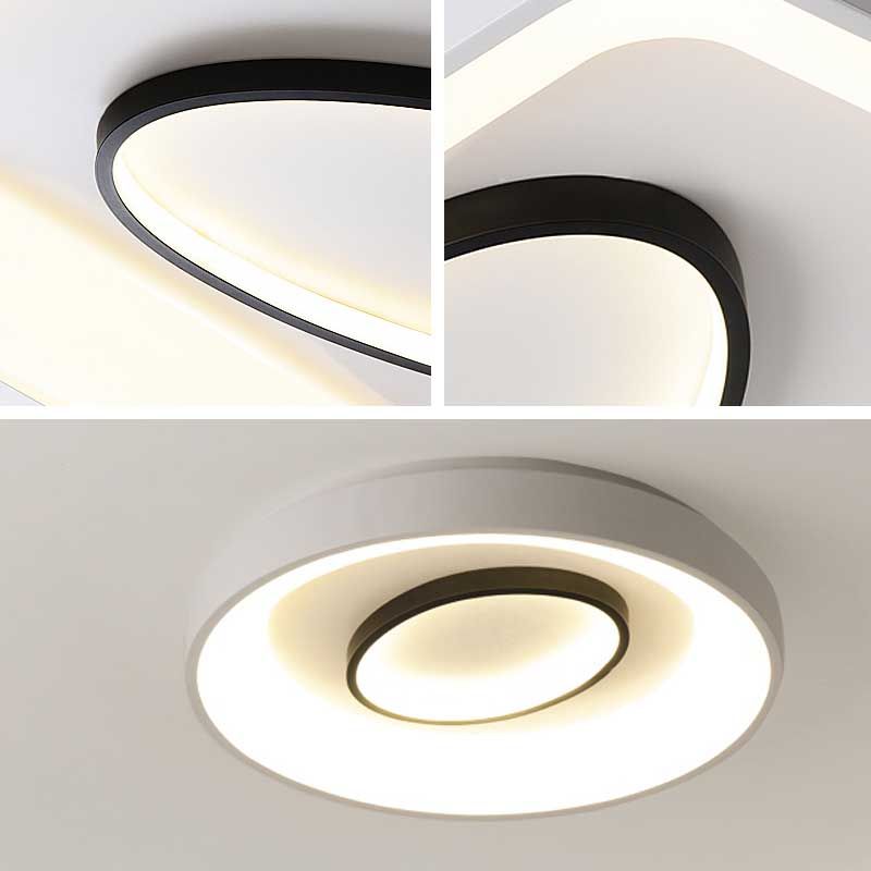 Bedroom Square/Rectangle and Oval Flush Mount Light 16"/19.5"/35.5" Wide Nordic Metal LED White Flush Lamp in Warm/White Light