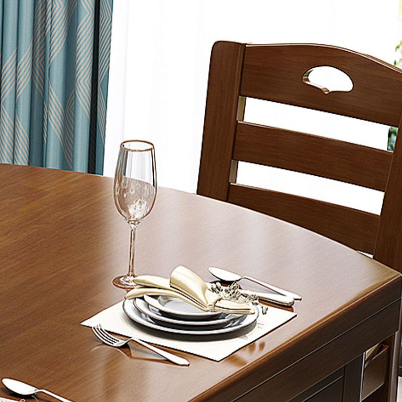 Brown Solid Wood Dining Table for Home Modern Foldable Dinette Table