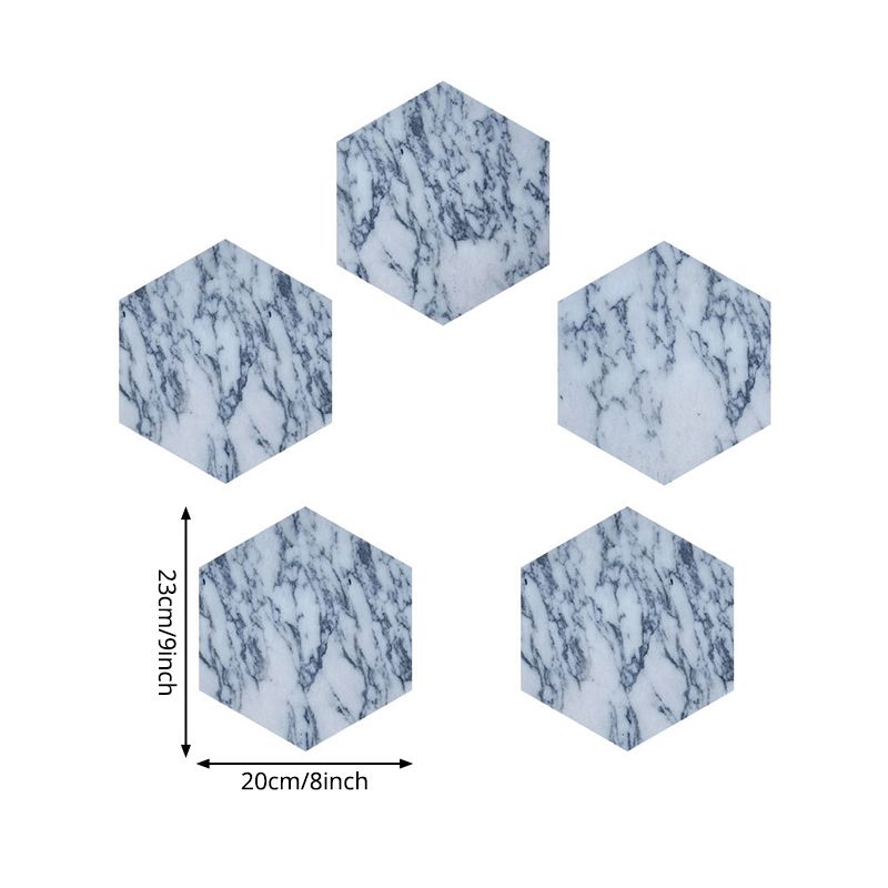 Marble Tile Pattern Wallpaper Panels Modern Stick On Kitchen Wall Art, 5-sq ft, Blue