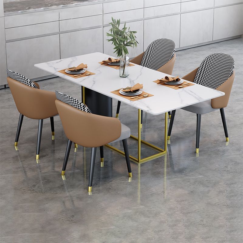 Nordic 1/5 Pieces Dining Set Rectangle Stone Dining Table for Dining Room Kitchen