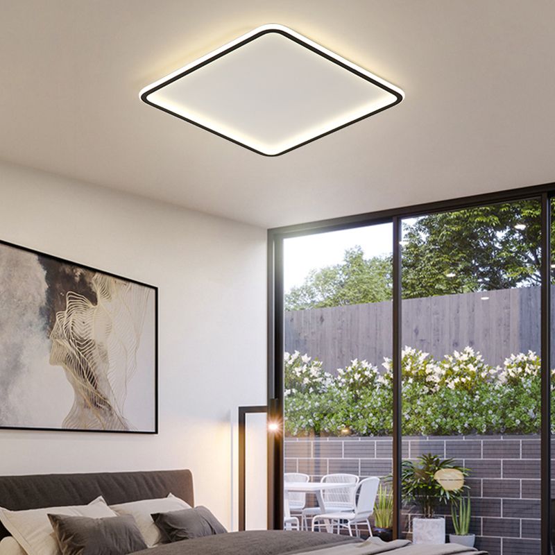 Modern Style Geometry Ceiling Fixture Metal 1 Light Ceiling Mounted Light in Black