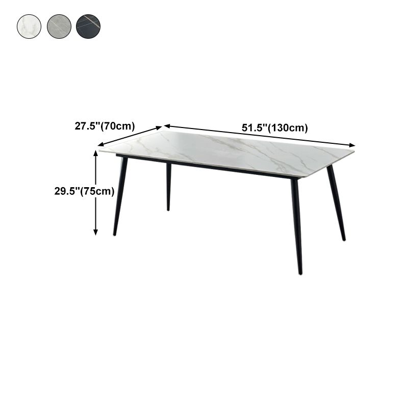 Stone Top Dining Table Traditional Luxury Table with 4 Black Legs
