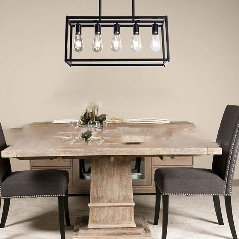 Industrial Pendant Light Rectangle Shape Island Light with Metal Shade for Living Room