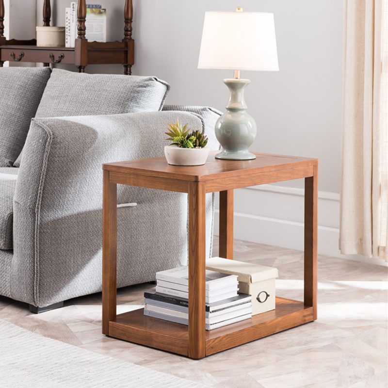 Ashwood Double Tier End Table Contemporary Rectangular Side Table for Living Room